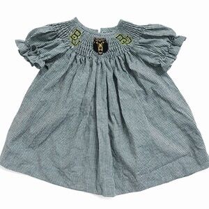 Vive La Fête Baylor Smocked Baby Dress Green Gingham Size 6M NWOT